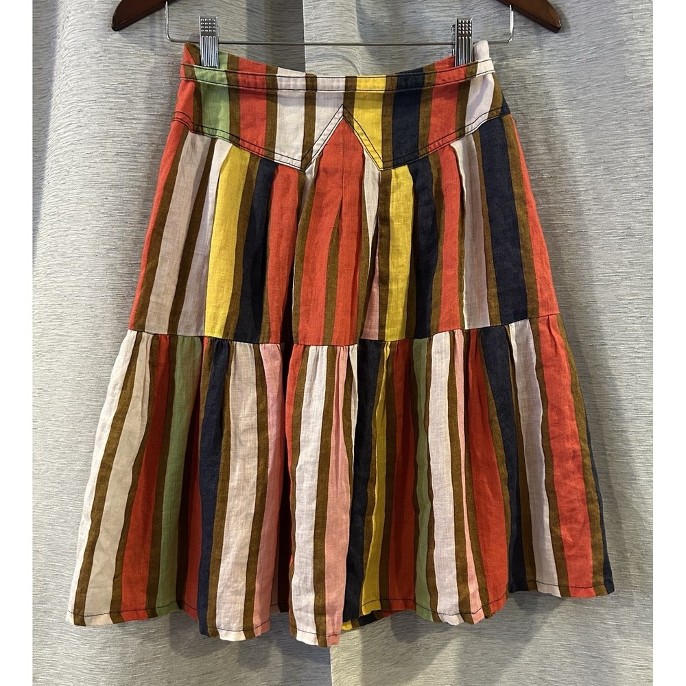 Oilily Multicolored Retro Linen Skirt Sz 34 Y2K‎